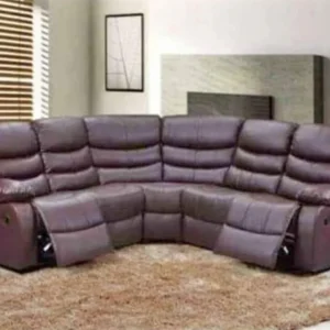 Roma Corner Recliner Sofa Faux Leather Brown TFV