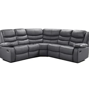 Roma Leather Recliner Corner Sofa Grey USSS 2
