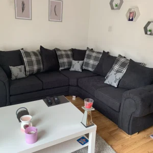 Verona Double Corner Sofa Scatter Back Black USSS1