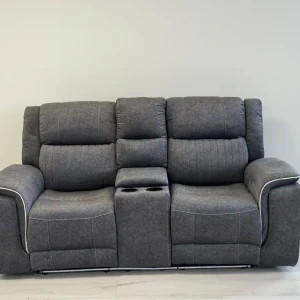 Hannan 2 Seater Electric Recliner Sofa in Grey Micro Fabric