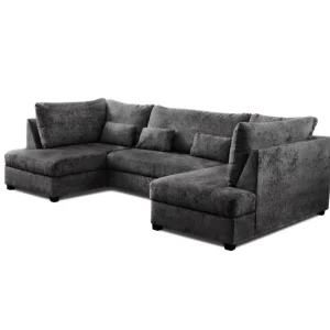 Meridian U Shape Sofa Bed with Storage Alaska Chenille Platinum Grey1
