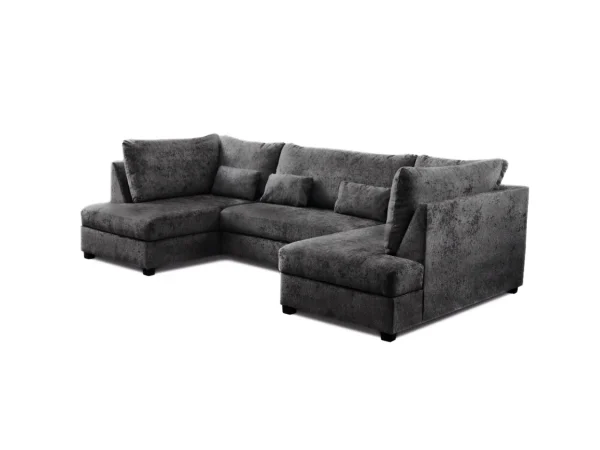 Meridian U Shape Sofa Bed with Storage Alaska Chenille Platinum Grey1