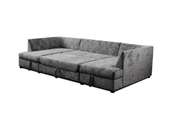 Meridian U Shape Sofa Bed with Storage Alaska Chenille Platinum Grey2