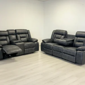Nova 32 Electric Recliner Sofa Set in Grey Aire Leather