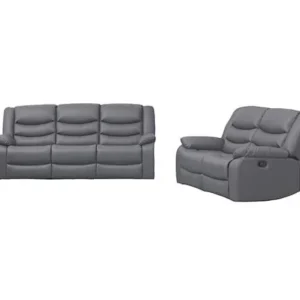 Roma Series 2 Recliner 32 Seater Sofa Set Black and Grey Aire Leather1
