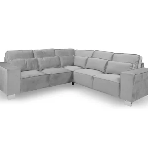 Sloane Luxury Large Double Corner Sofa Plush Velvet Silver