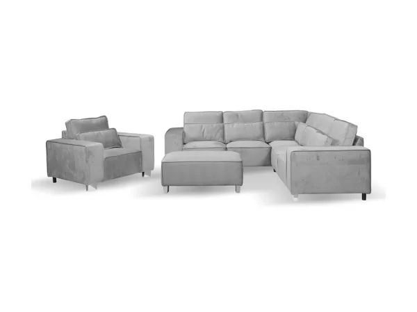 Sloane Luxury Large Double Corner Sofa Plush Velvet Silver4