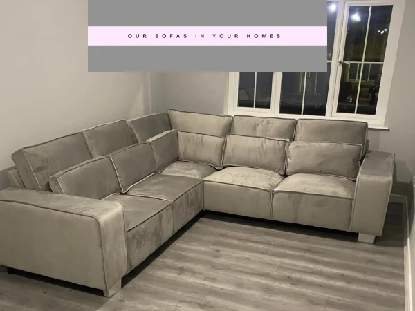 Sloane Luxury Large Double Corner Sofa Plush Velvet SilverR