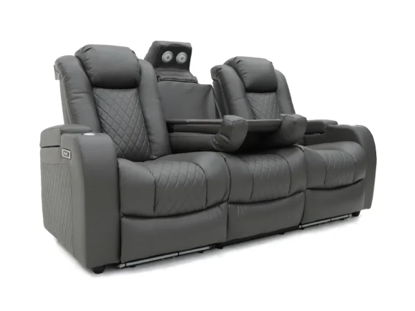Tech 8 Smart 321 Electric Recliner Sofa Set Grey Aire Leather USSS