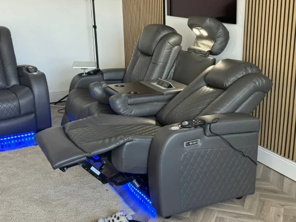 Tech 8 Smart 321 Electric Recliner Sofa Set Grey Aire Leather USSS2