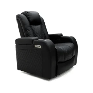 Tech 8 Smart Electric Recliner Armchair Black Aire Leather