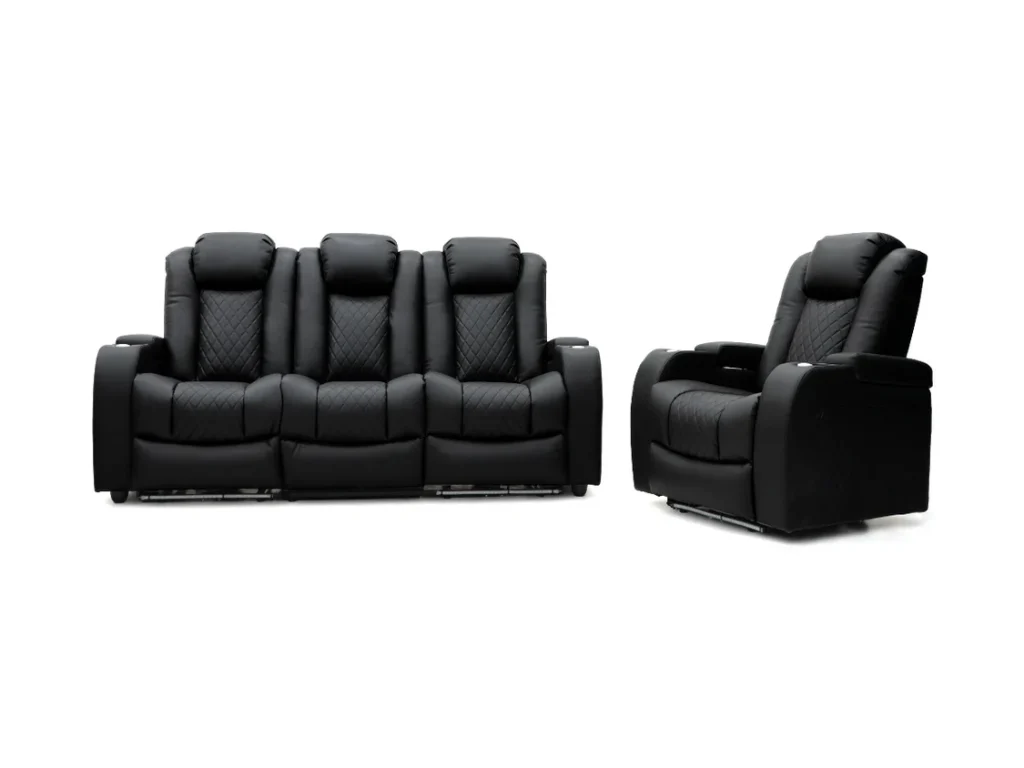 Tech 8 Smart Electric Recliner Armchair Black Aire Leather4
