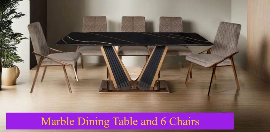 Marble Dining Table and 6 Chairs for Elegant Dining